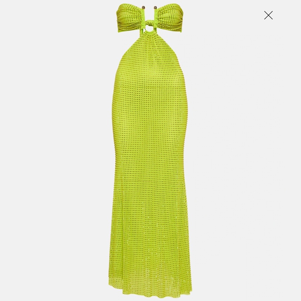 Self-Portrait lime rhinestone midi dress. Size 2. - Picture 2 of 6